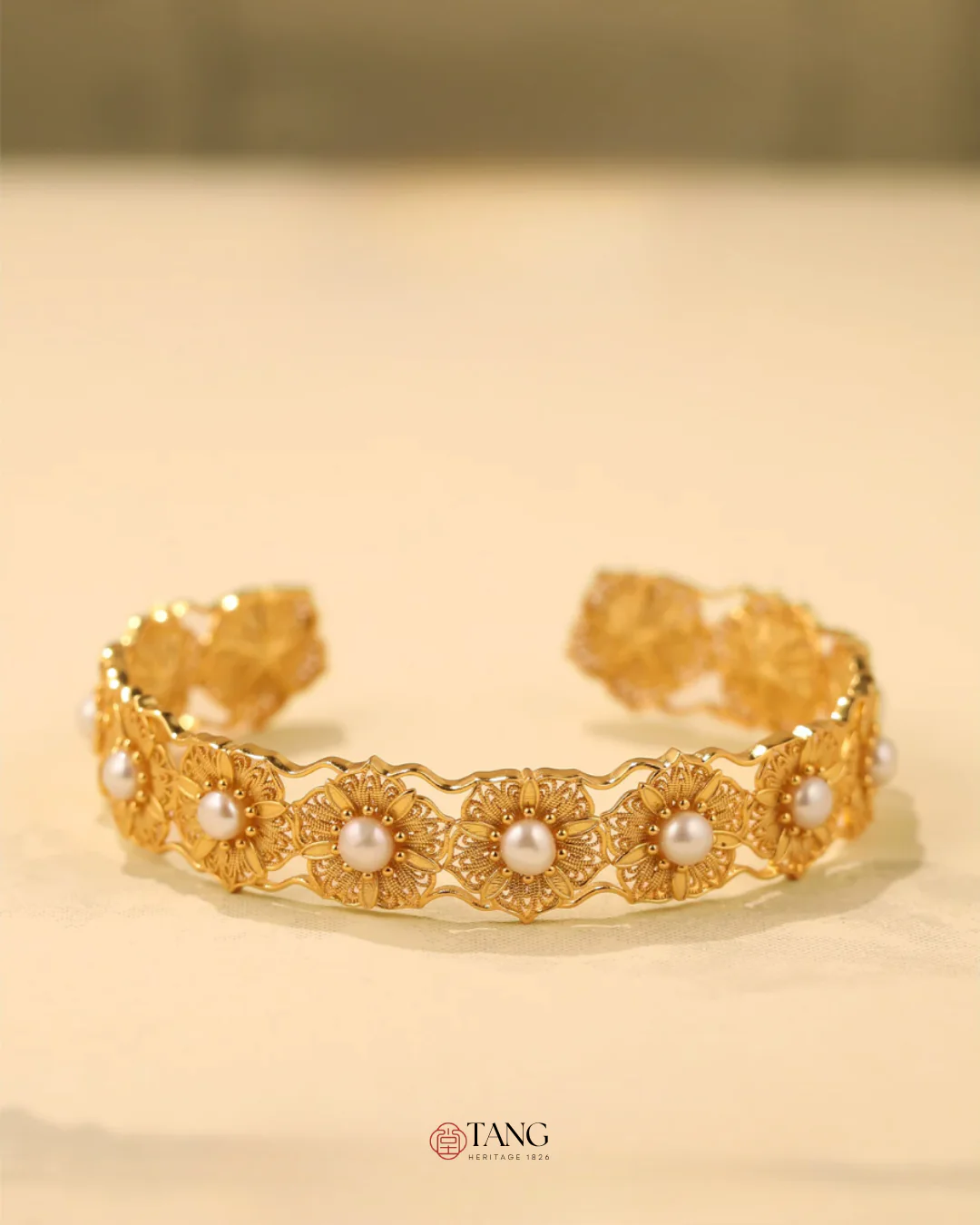 Gold Vermeil Filigree Blossom Cuff - Image 7