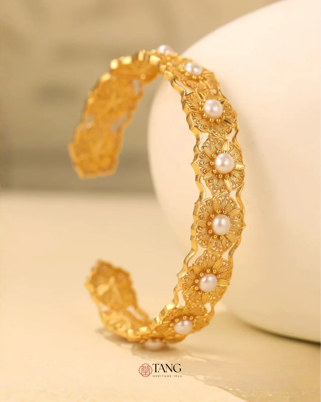 Gold Vermeil Filigree Blossom Cuff - Image 9