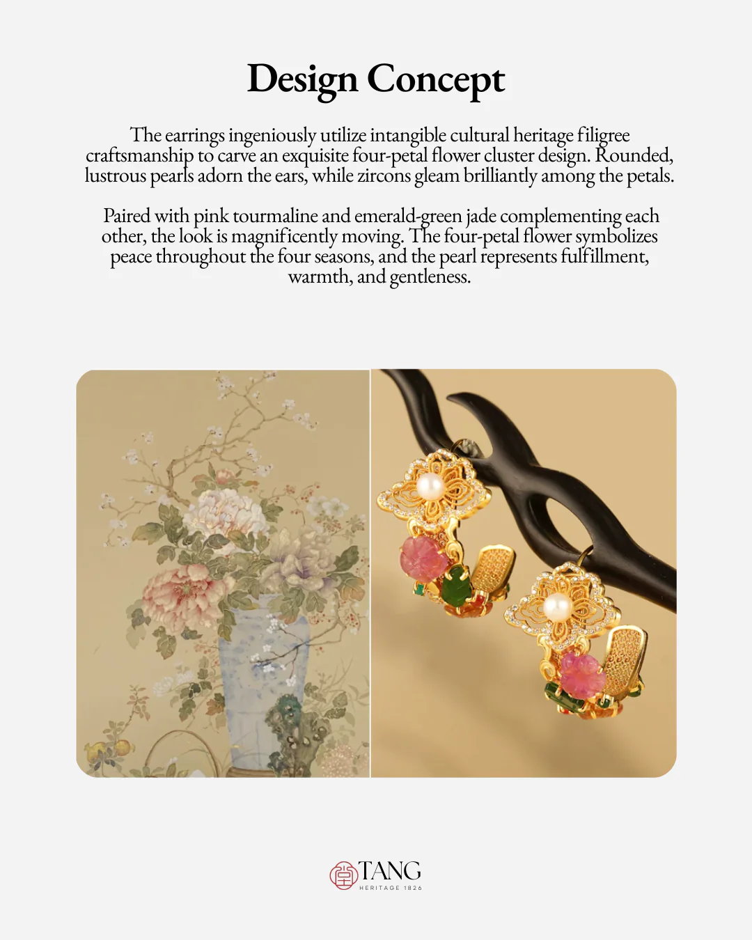 Gold Vermeil Floral Cluster Pearl Earrings - Image 3