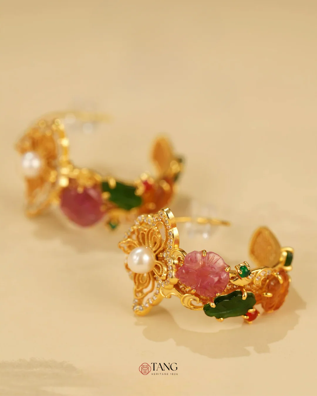 Gold Vermeil Floral Cluster Pearl Earrings - Image 5