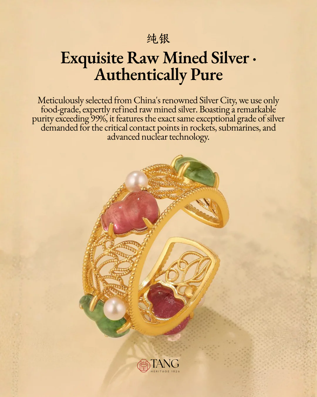 Gold Vermeil Gourd Pearl Ring - Image 11