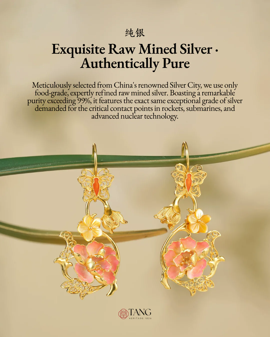 Gold Vermeil Hibiscus Butterfly Enamel Earrings - Image 11