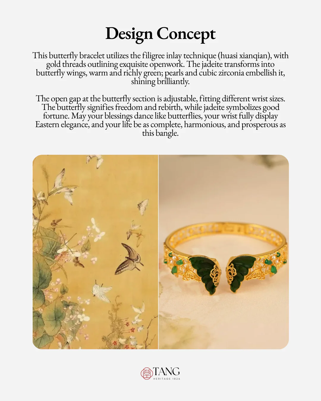 Gold Vermeil Jadeite Butterfly Bangle - Image 3