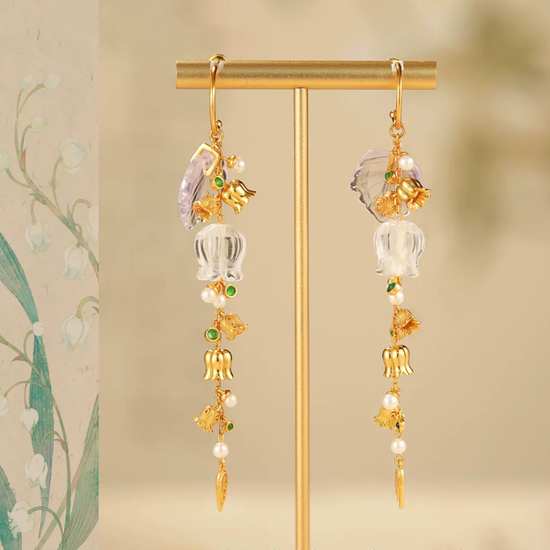 Gold Vermeil Lily of the Valley Bell Drop Earrings