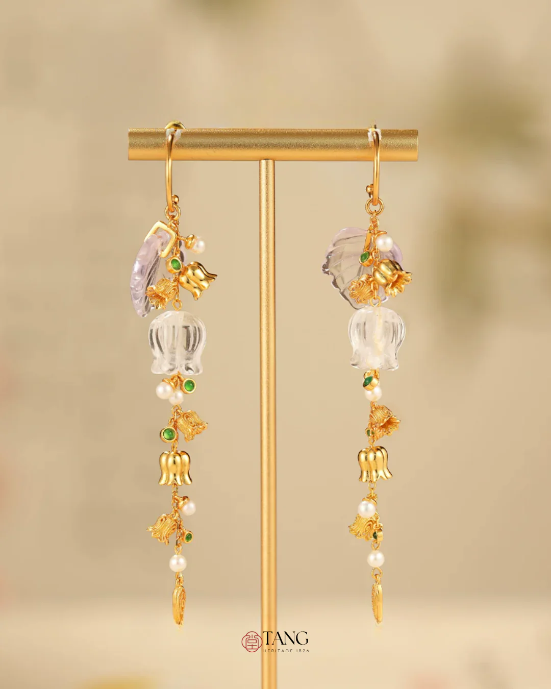 Gold Vermeil Lily of the Valley Bell Drop Earrings - Image 2