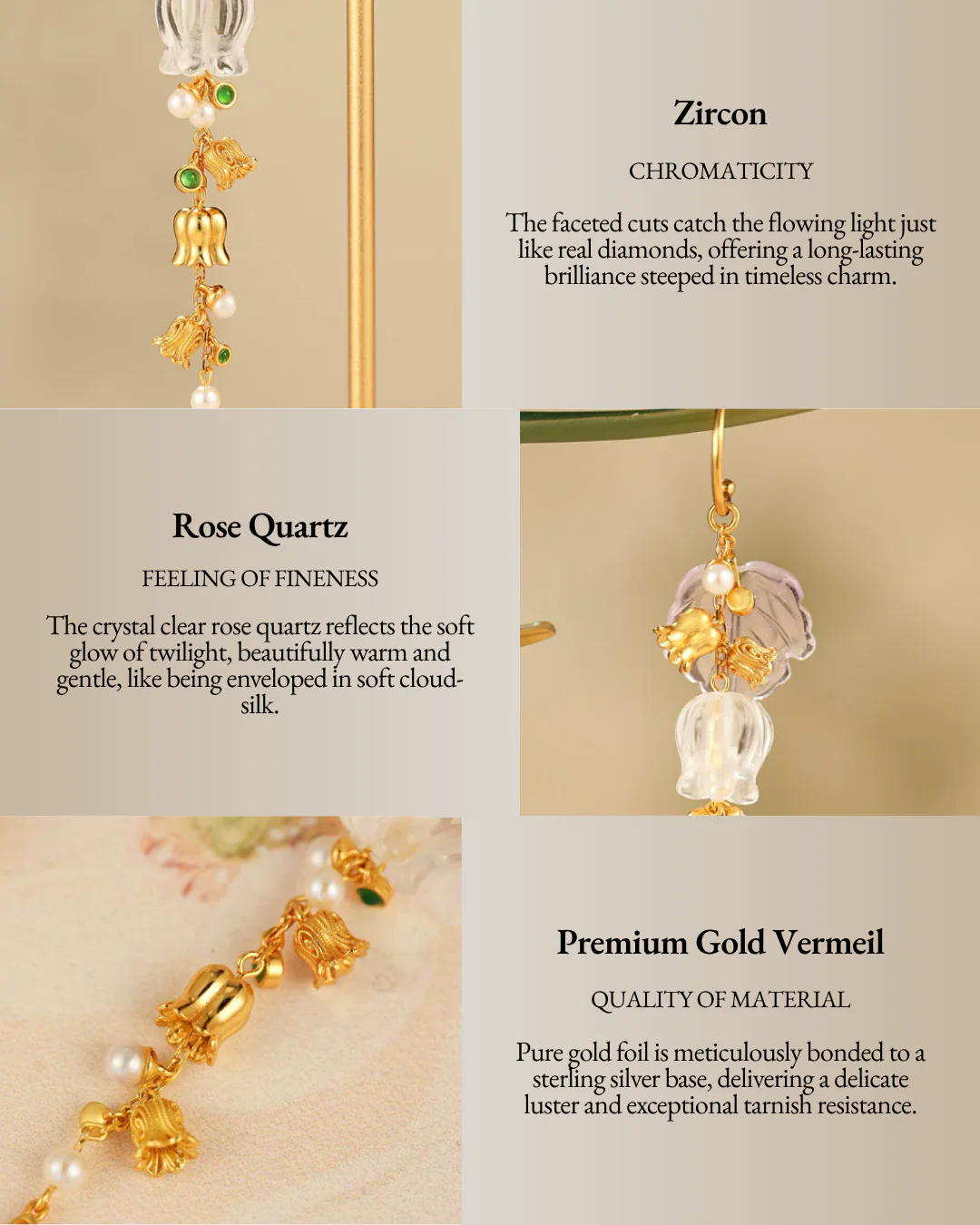 Gold Vermeil Lily of the Valley Bell Drop Earrings - Image 4