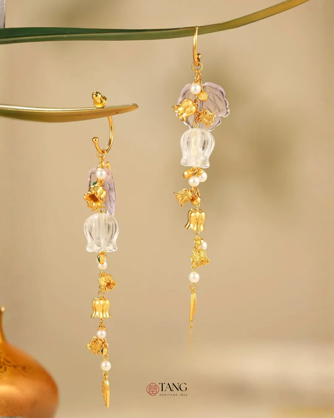 Gold Vermeil Lily of the Valley Bell Drop Earrings - Image 5