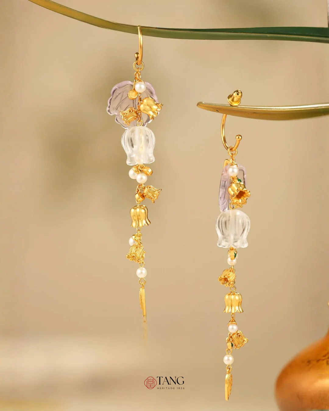 Gold Vermeil Lily of the Valley Bell Drop Earrings - Image 9