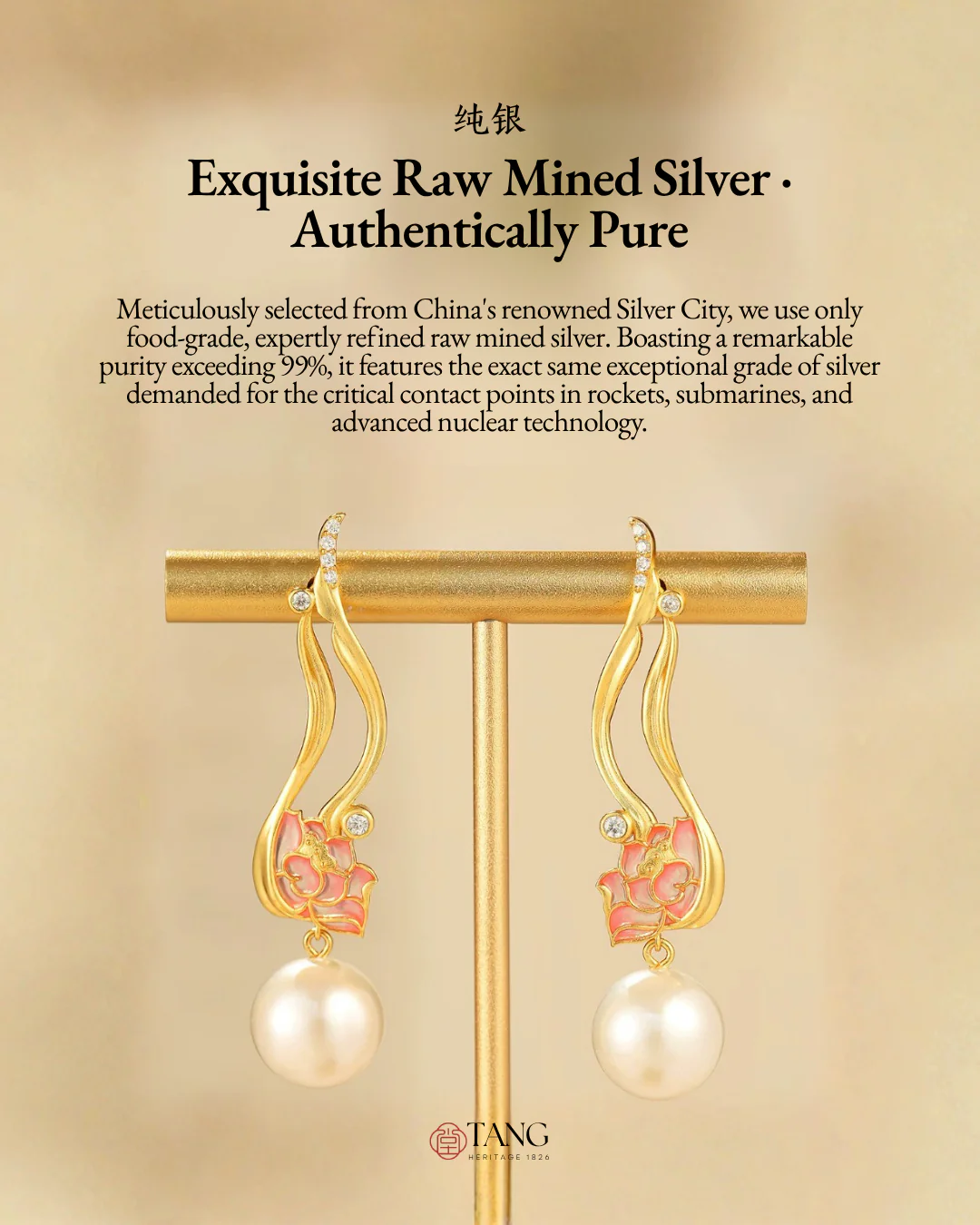 Gold Vermeil Lotus Pearl Drop Earrings - Image 11