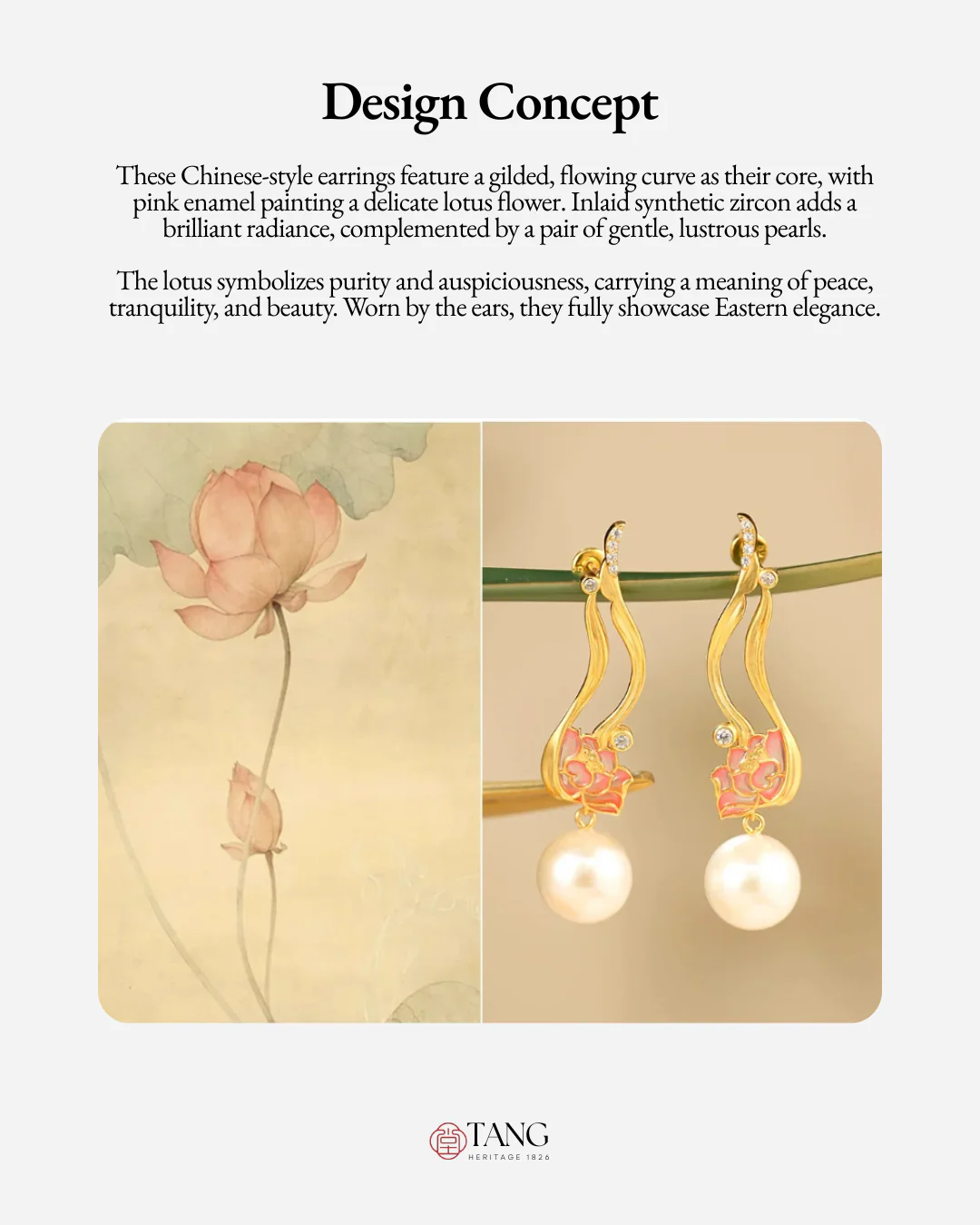 Gold Vermeil Lotus Pearl Drop Earrings - Image 3