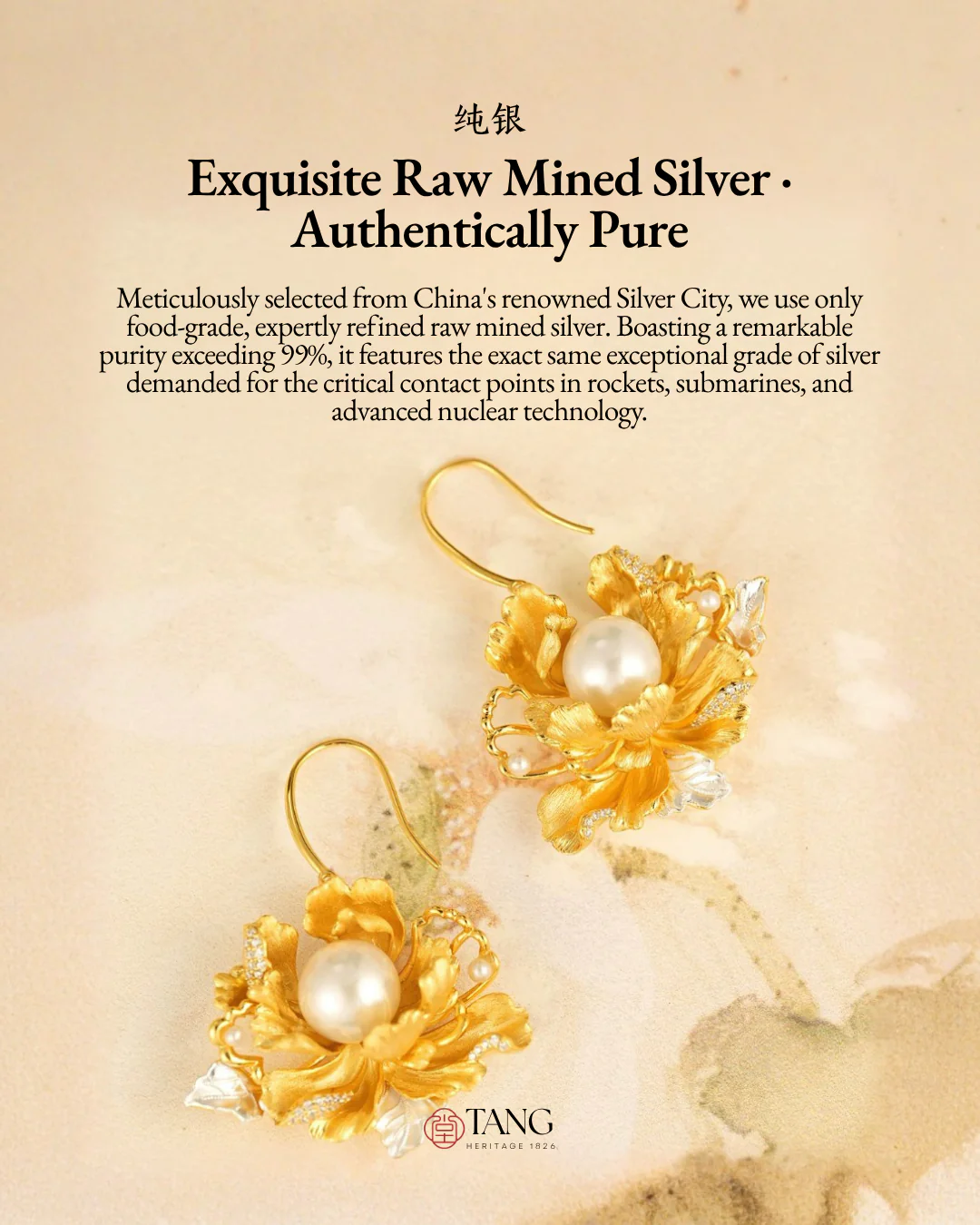 Gold Vermeil Peony Pearl Earrings - Image 11