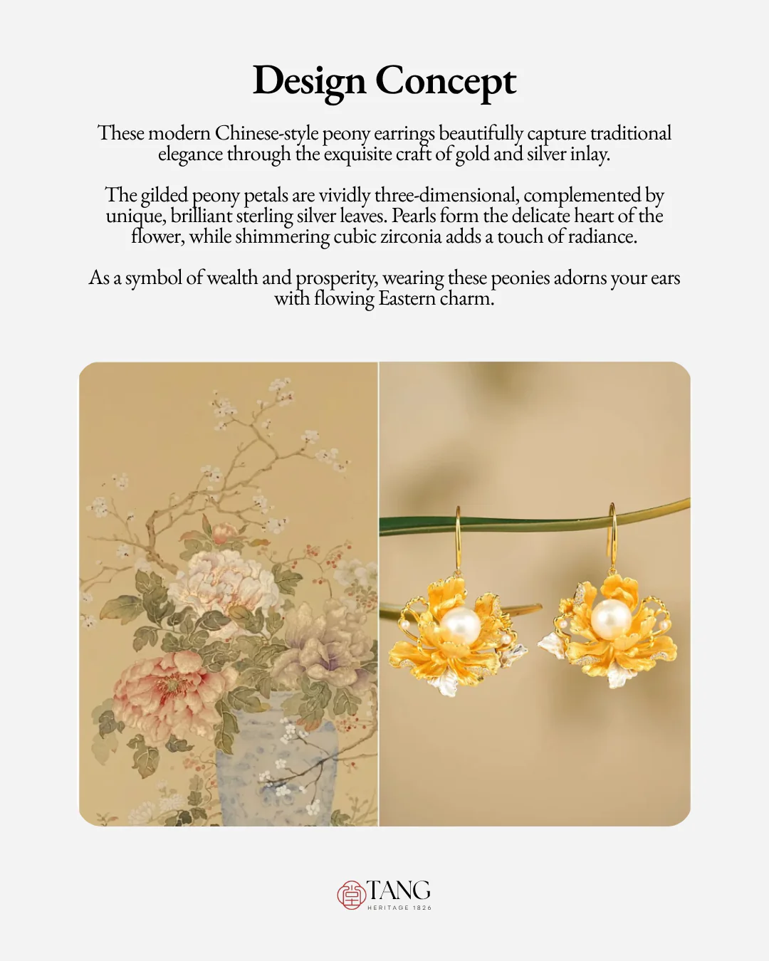 Gold Vermeil Peony Pearl Earrings - Image 3