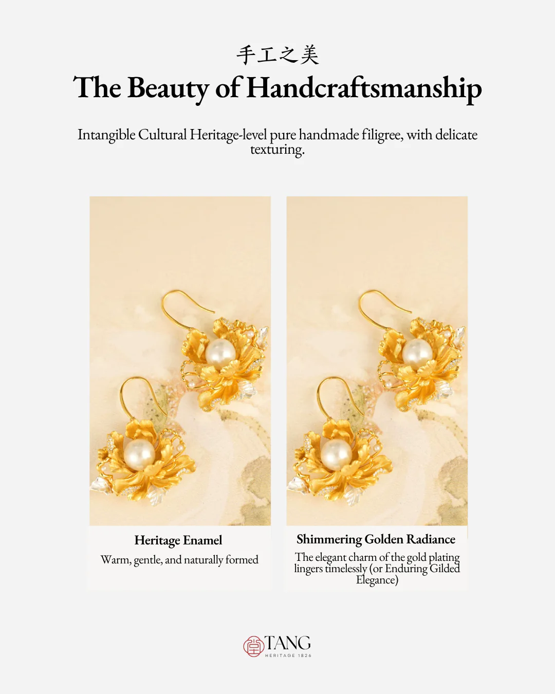 Gold Vermeil Peony Pearl Earrings - Image 6