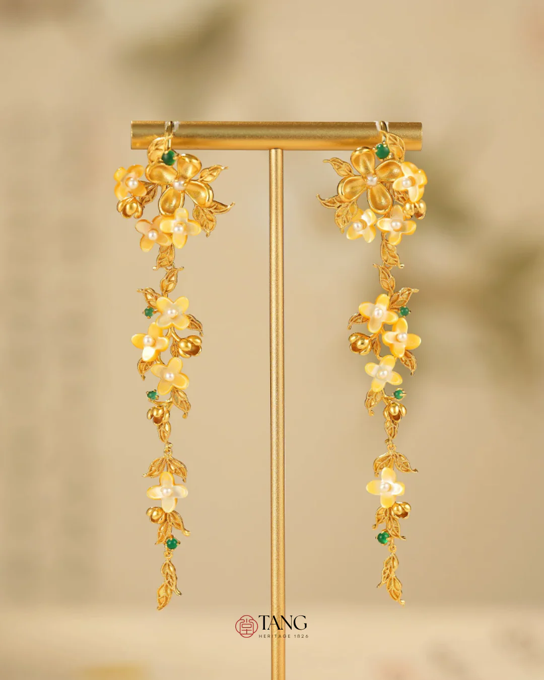 Gold Vermeil Osmanthus Bloom Drop Earrings - Image 2