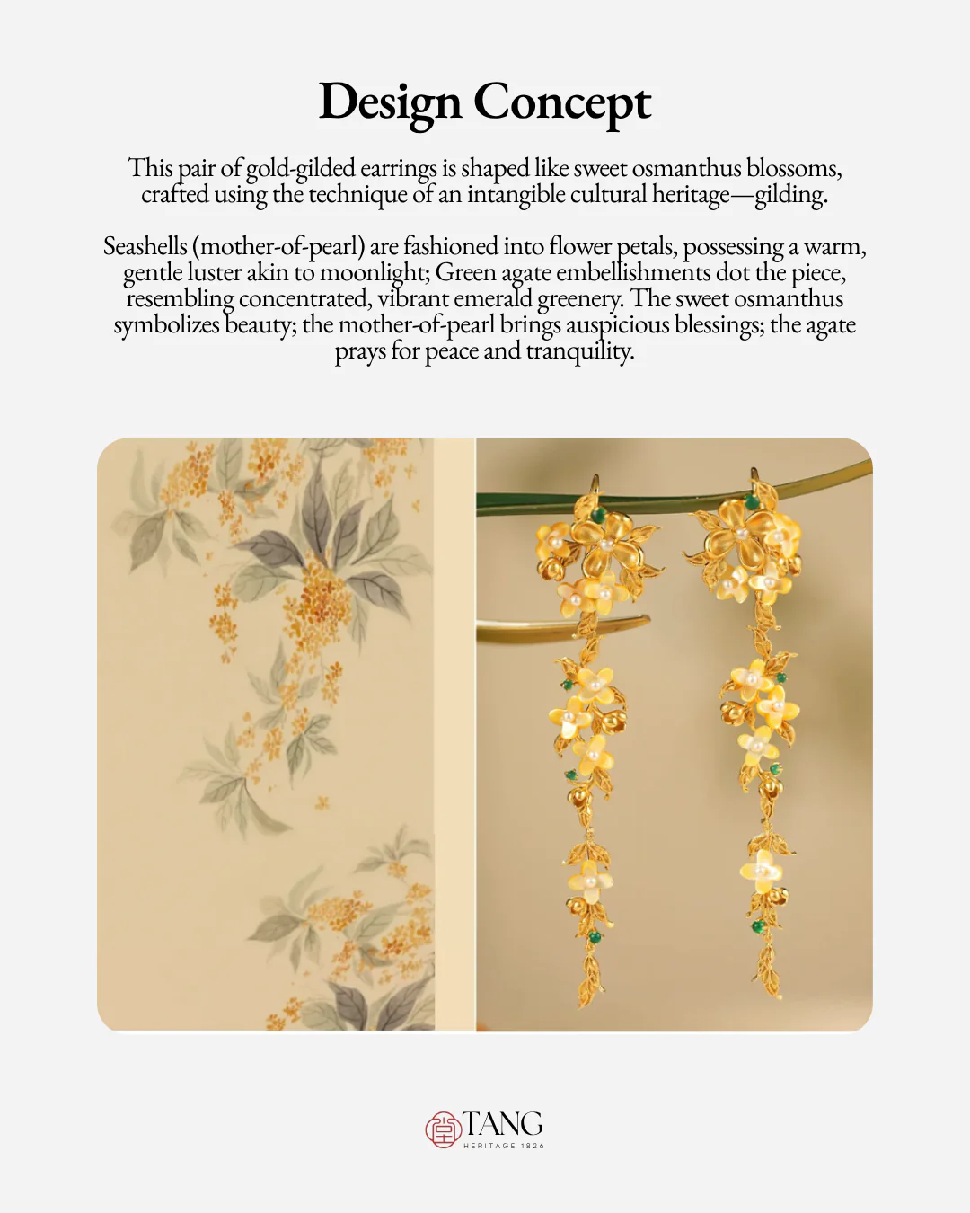 Gold Vermeil Osmanthus Bloom Drop Earrings - Image 3