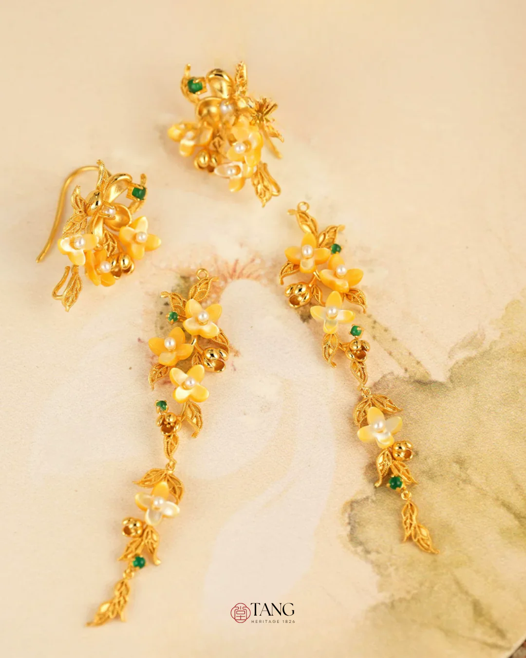 Gold Vermeil Osmanthus Bloom Drop Earrings - Image 9