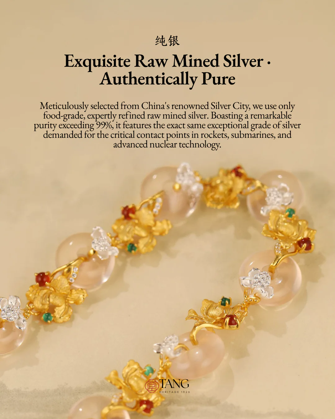 Gold Vermeil Peony Peace Bracelet - Image 11