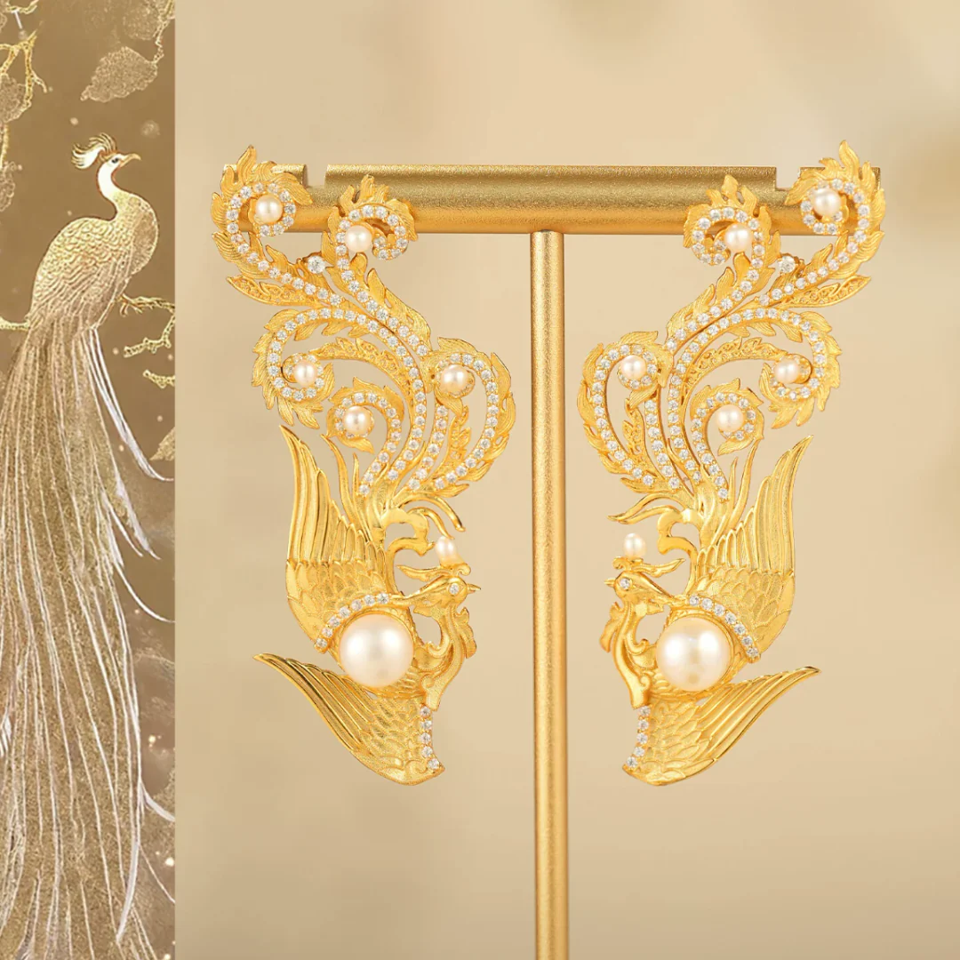 Gold Vermeil Phoenix in Flight Earrings
