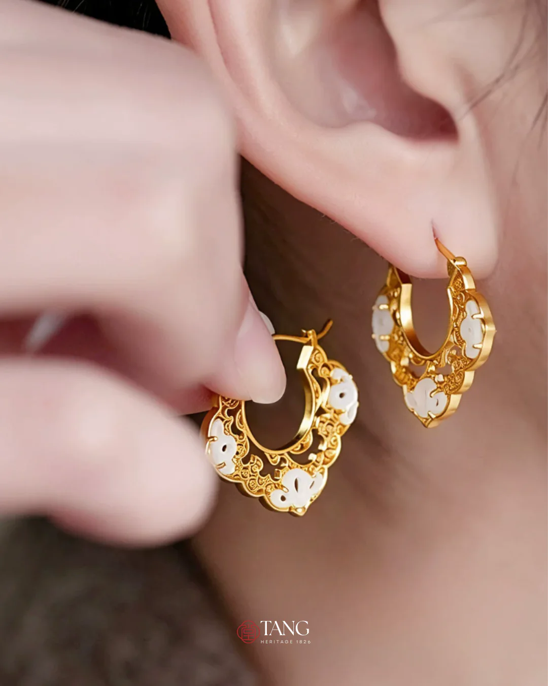 Gold Vermeil Ruyi Cloud Hoop Earrings - Image 10