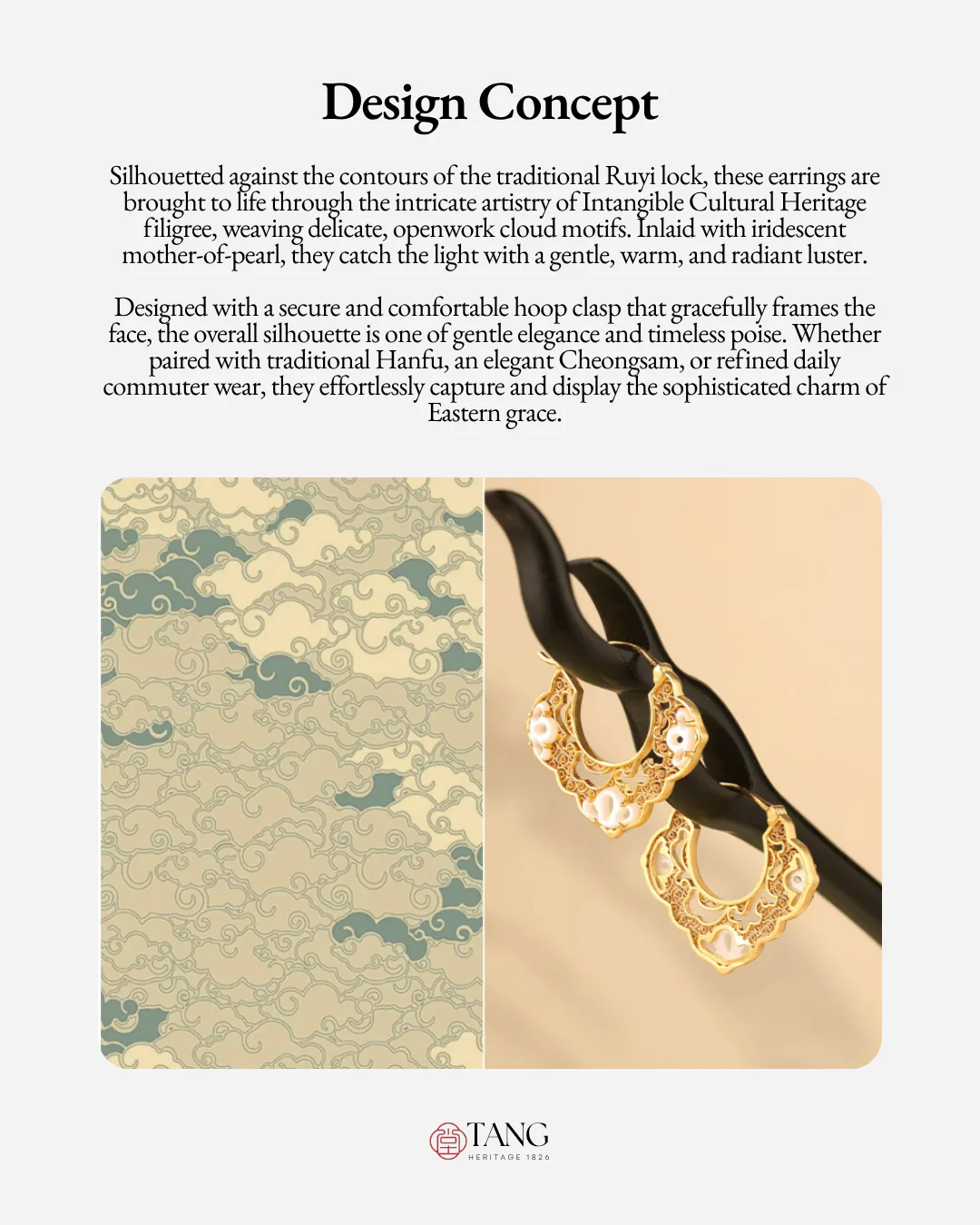 Gold Vermeil Ruyi Cloud Hoop Earrings - Image 3