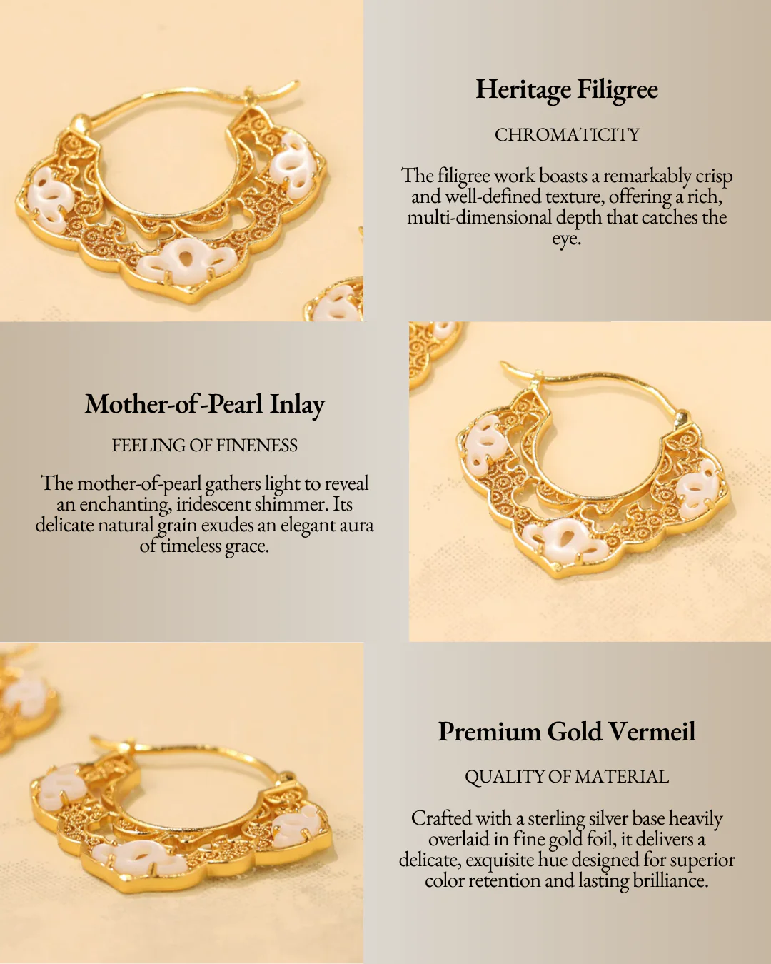 Gold Vermeil Ruyi Cloud Hoop Earrings - Image 4