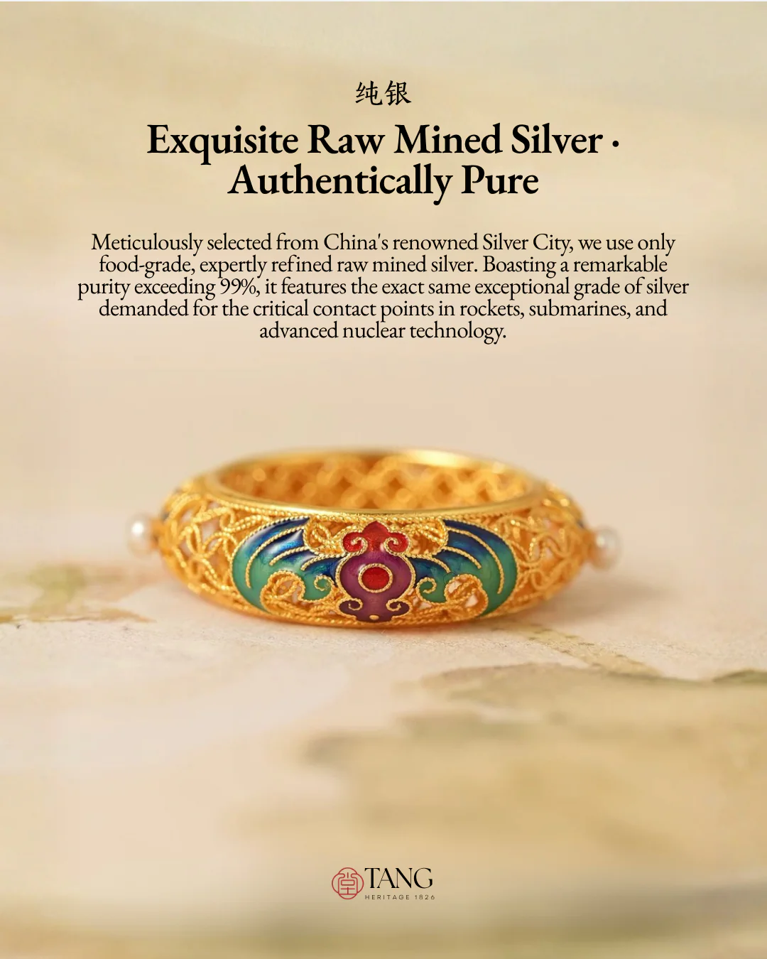 Gold Vermeil Wanshou Blessing Ring - Image 11