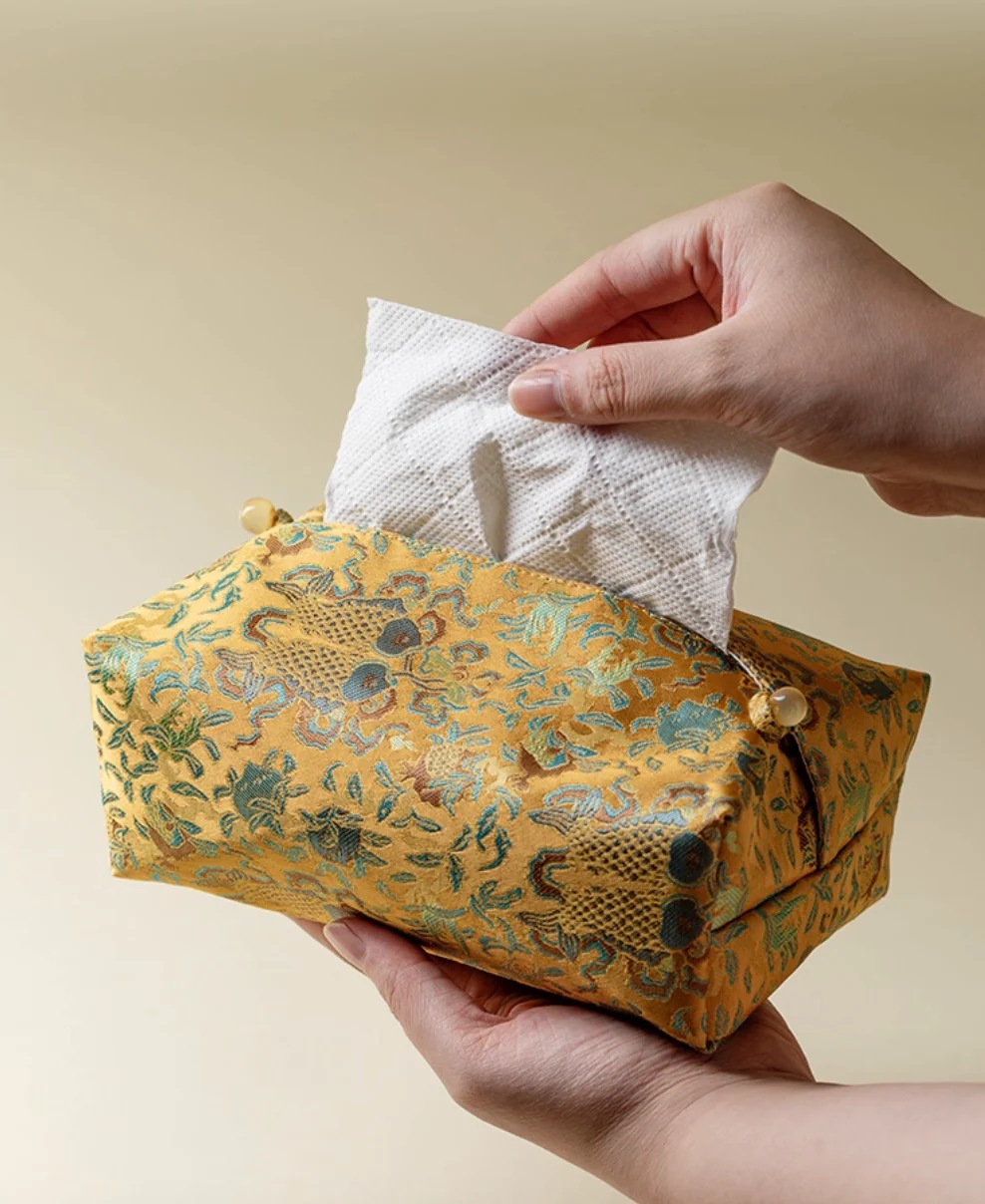 Golden Carp Brocade Tissue Holder - Image 3