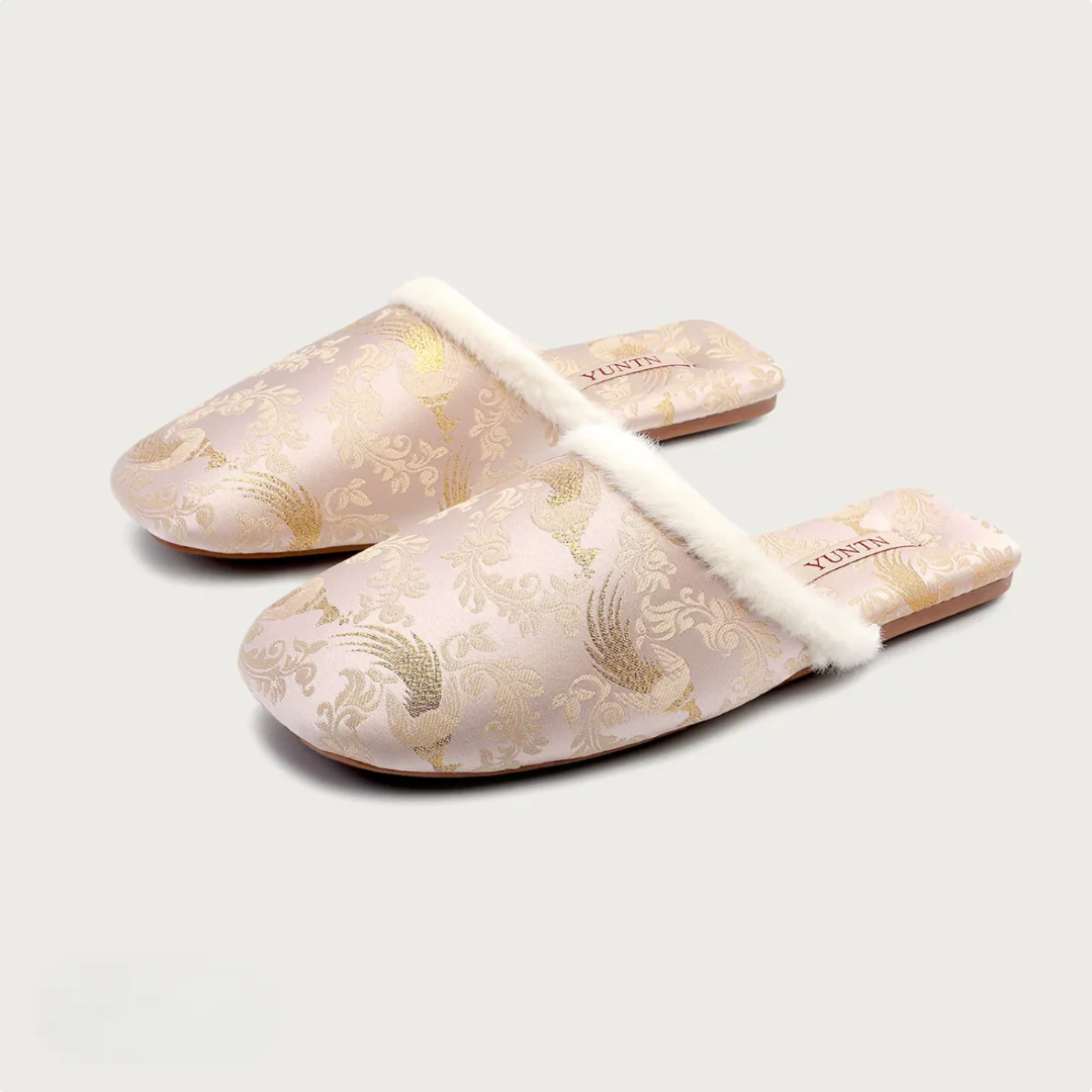 Golden Peacock Luxury Satin Women Indoor Slipper - Image 11
