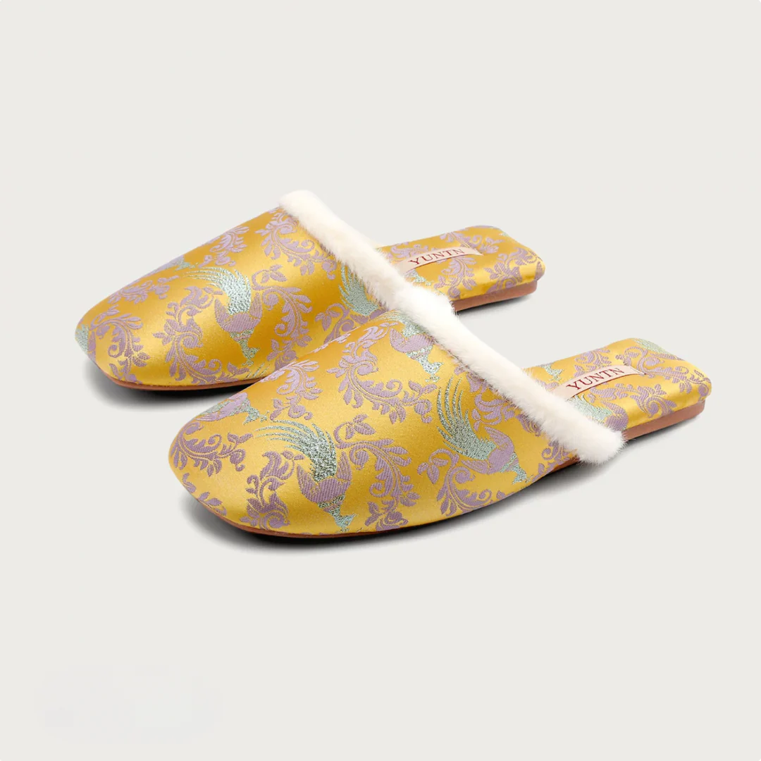 Golden Peacock Luxury Satin Women Indoor Slipper - Image 12