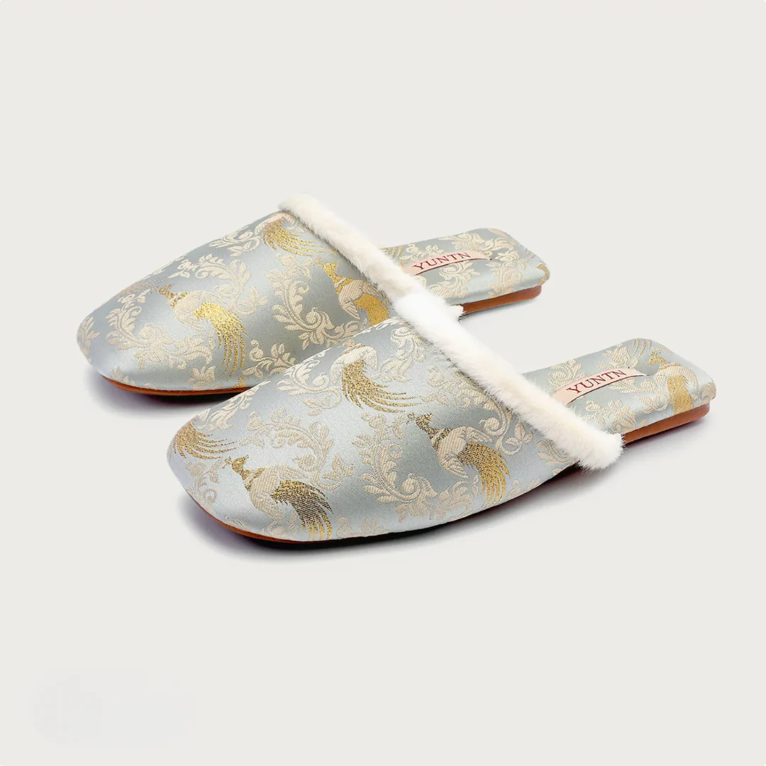 Golden Peacock Luxury Satin Women Indoor Slipper - Image 13