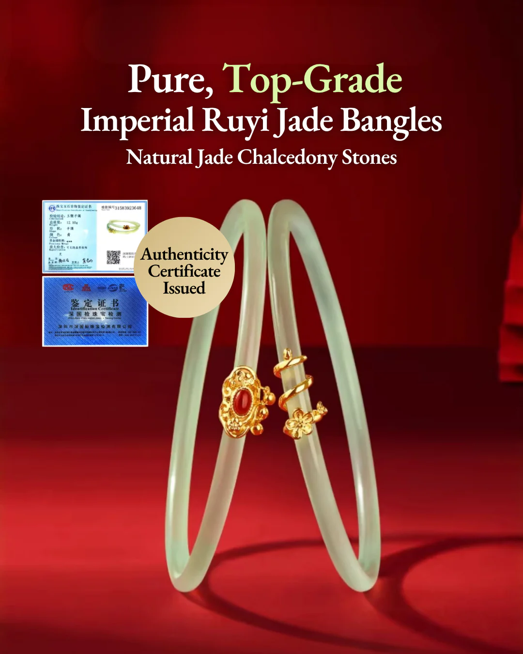 Imperial Ruyi Jade Duo Bangles - Image 2