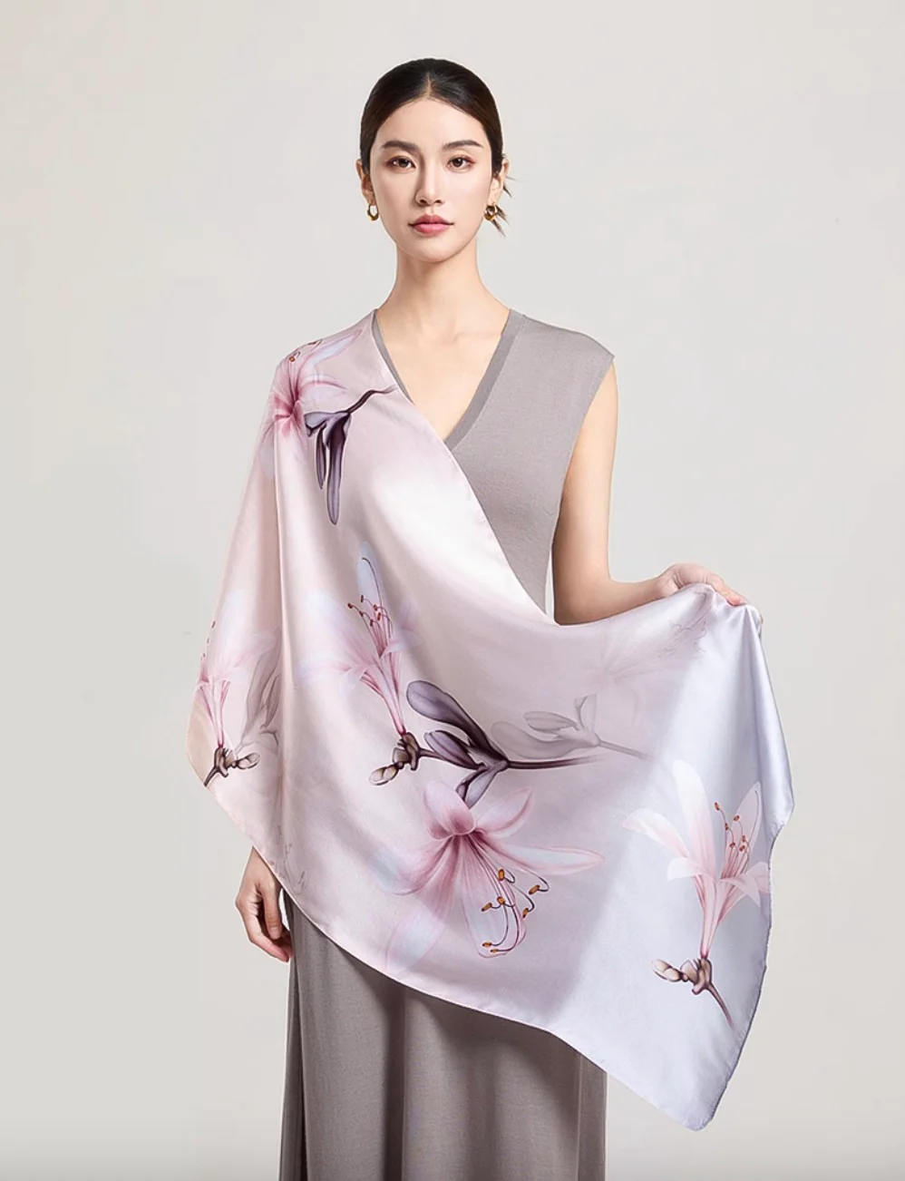 Blush Mist Mulberry Silk Scarf (170x53cm) - Image 3