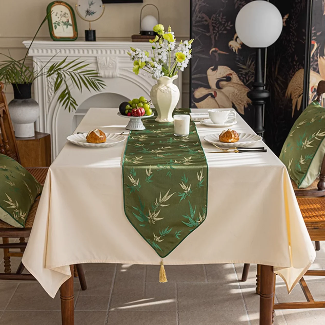 Jade Bamboo Embroidery Table Runner - Image 7