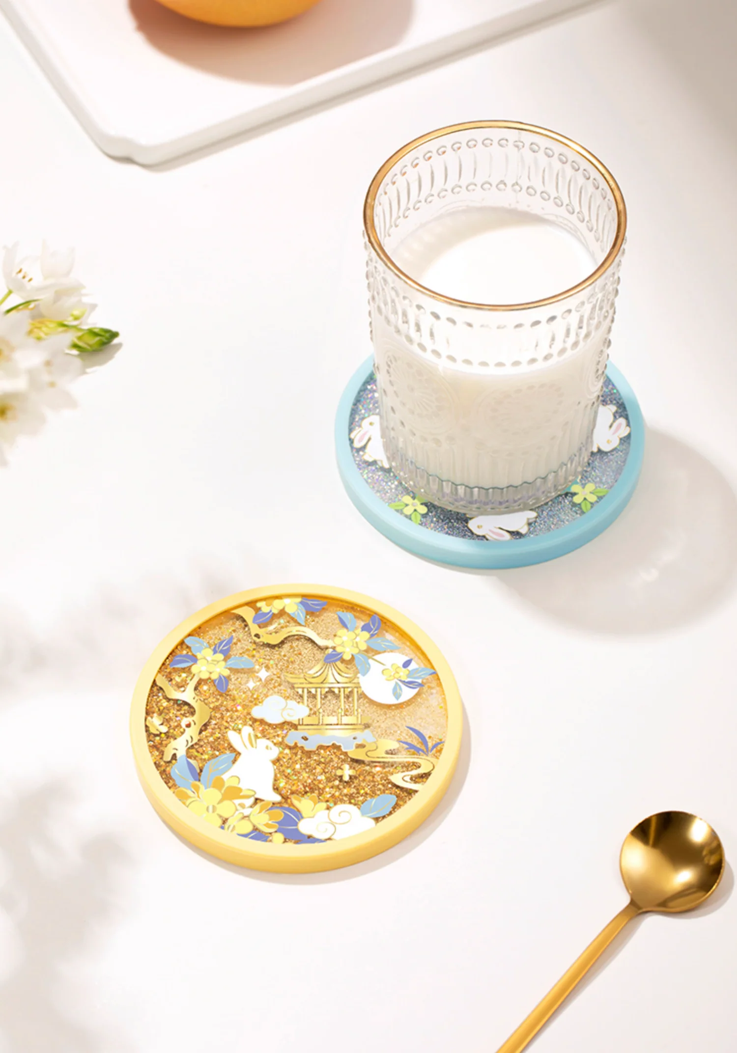 Jade Rabbit Glitter Quicksand Coasters Gift Set - Image 7