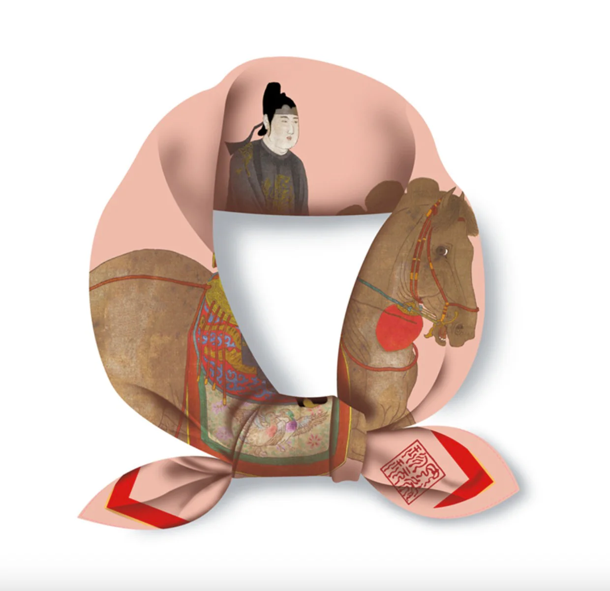 "Spring Outing of Lady Guoguo II" Heritage Artwork Satin Scarf - Image 4
