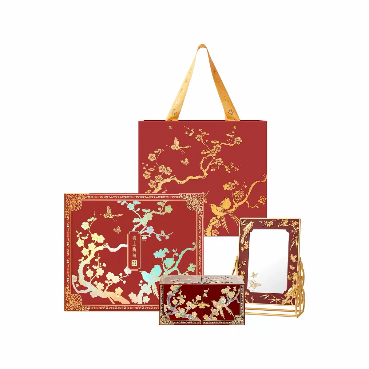 Magpie on Plum Blossom Mirror and Jewellery Box Gift Set - Image 21