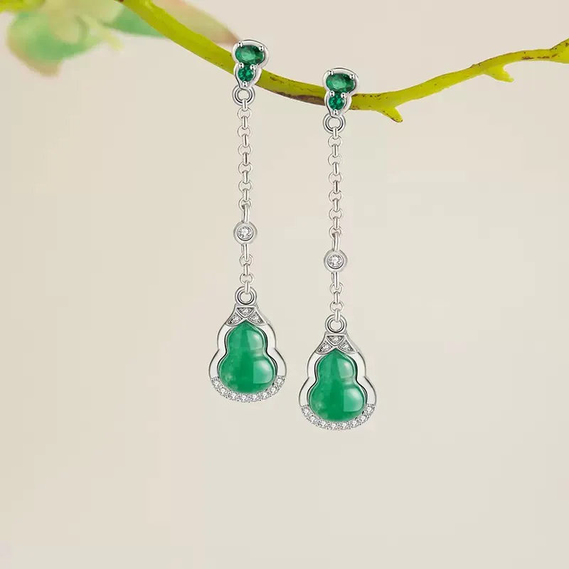 Mountain Mist African Jade Fortune Gourd Earrings - Image 3
