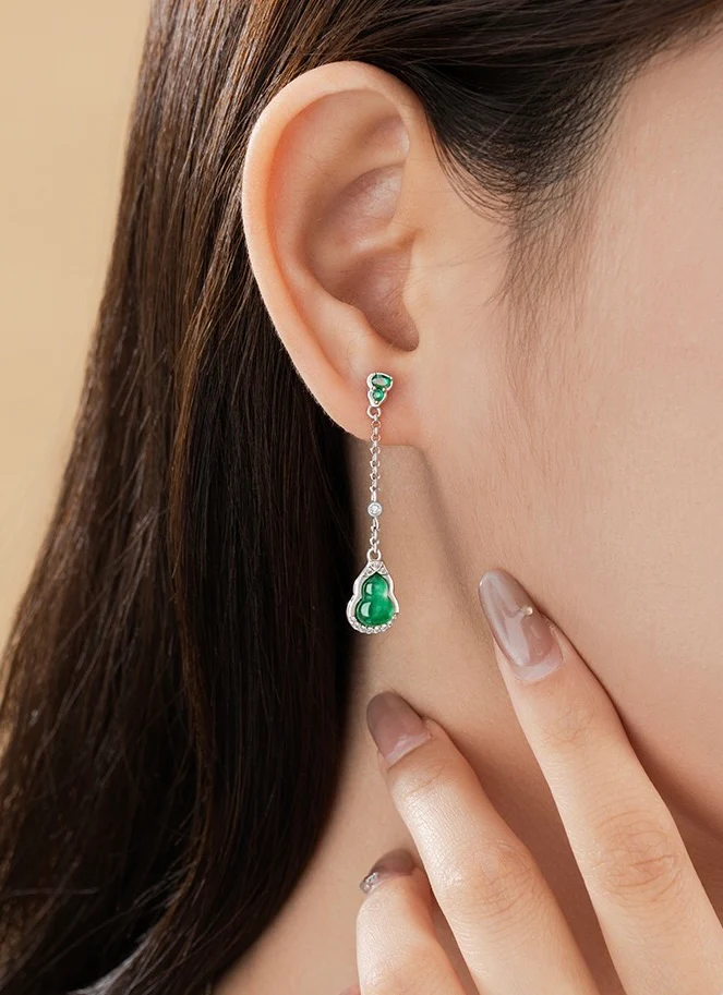 Mountain Mist African Jade Fortune Gourd Earrings - Image 5