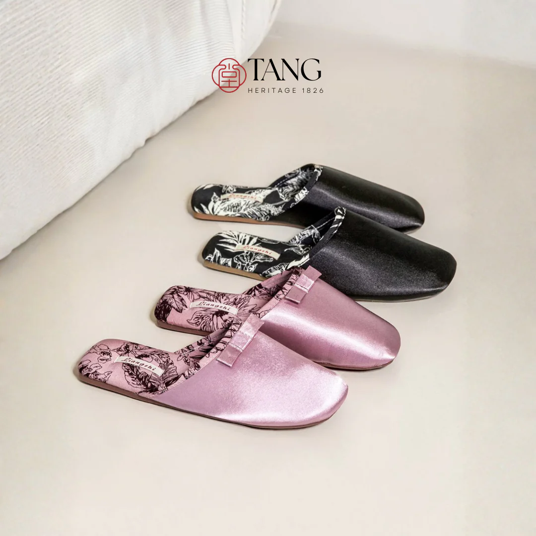 Peony Garden Satin Women Silk Indoor Slippers