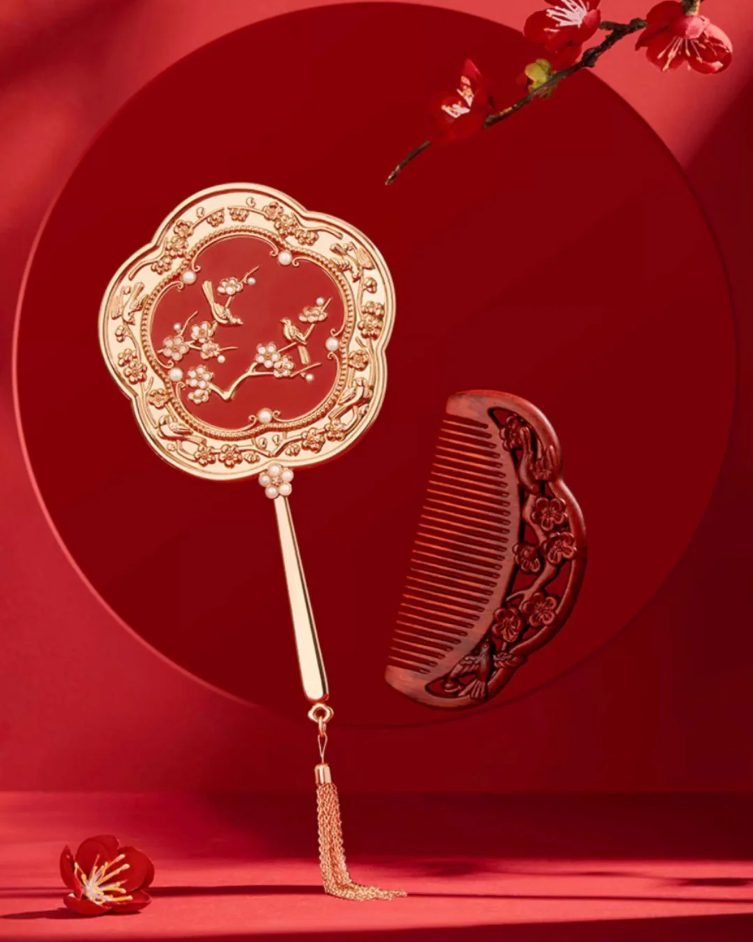 Plum Blessing Hand Mirror & Comb Set - Image 2