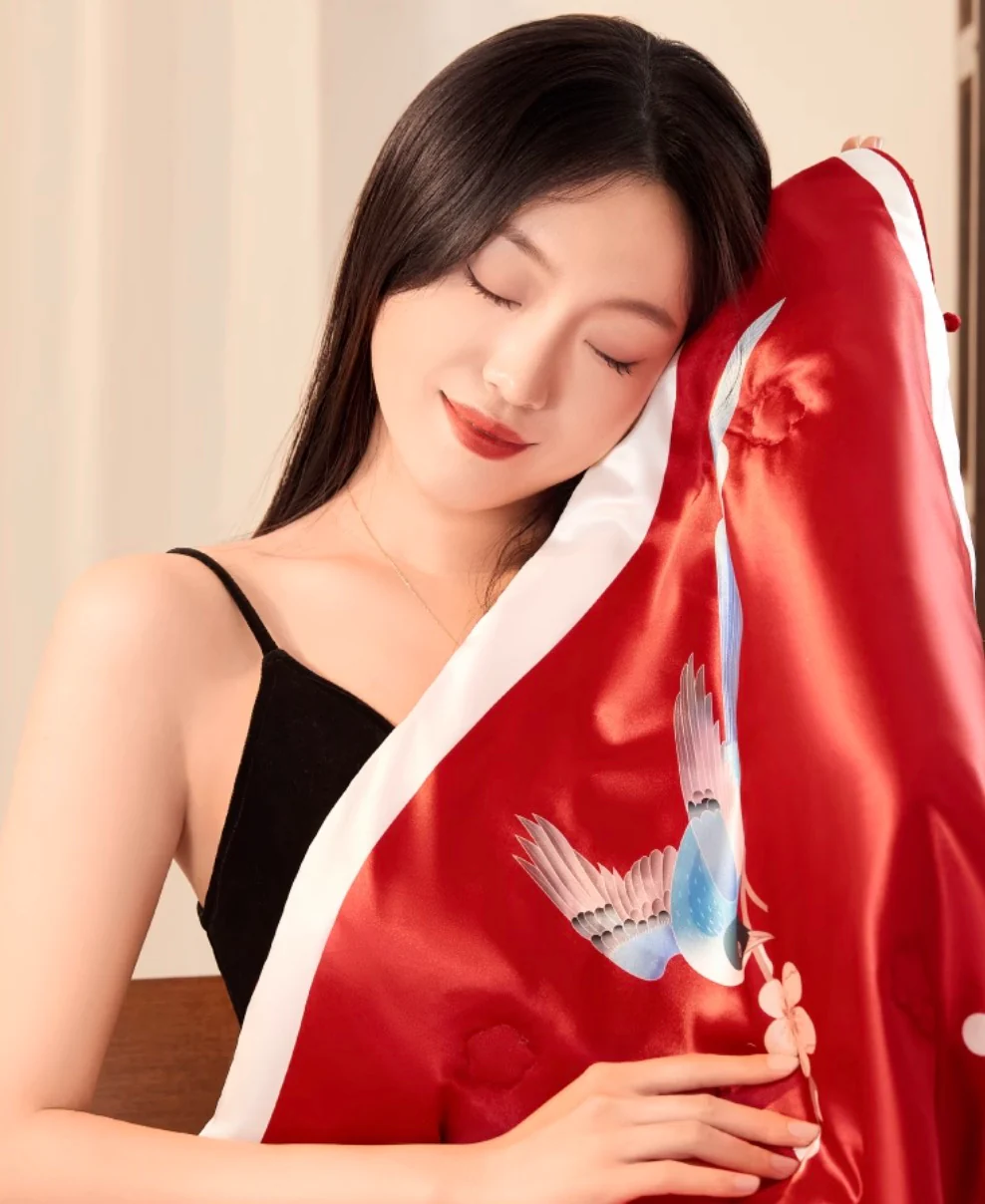 Plum Blossom Serenade Silk Blanket Gift Set - Image 4