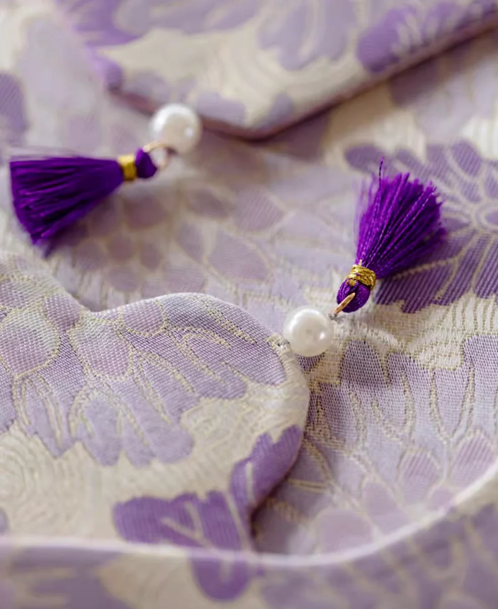 Purple Bloom Brocade Tea Mat Set - Image 2