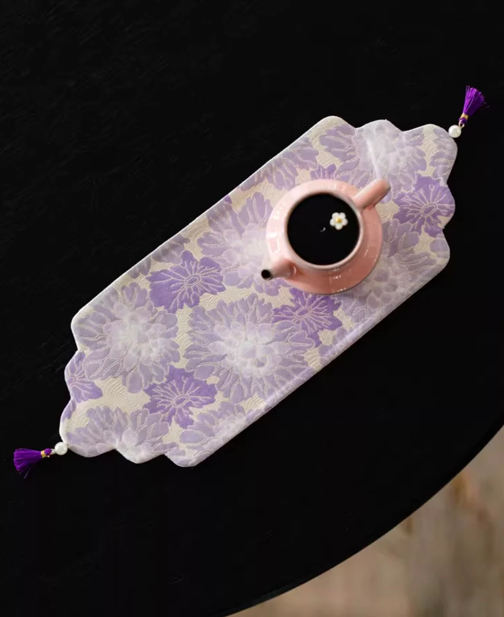 Purple Bloom Brocade Tea Mat Set - Image 5