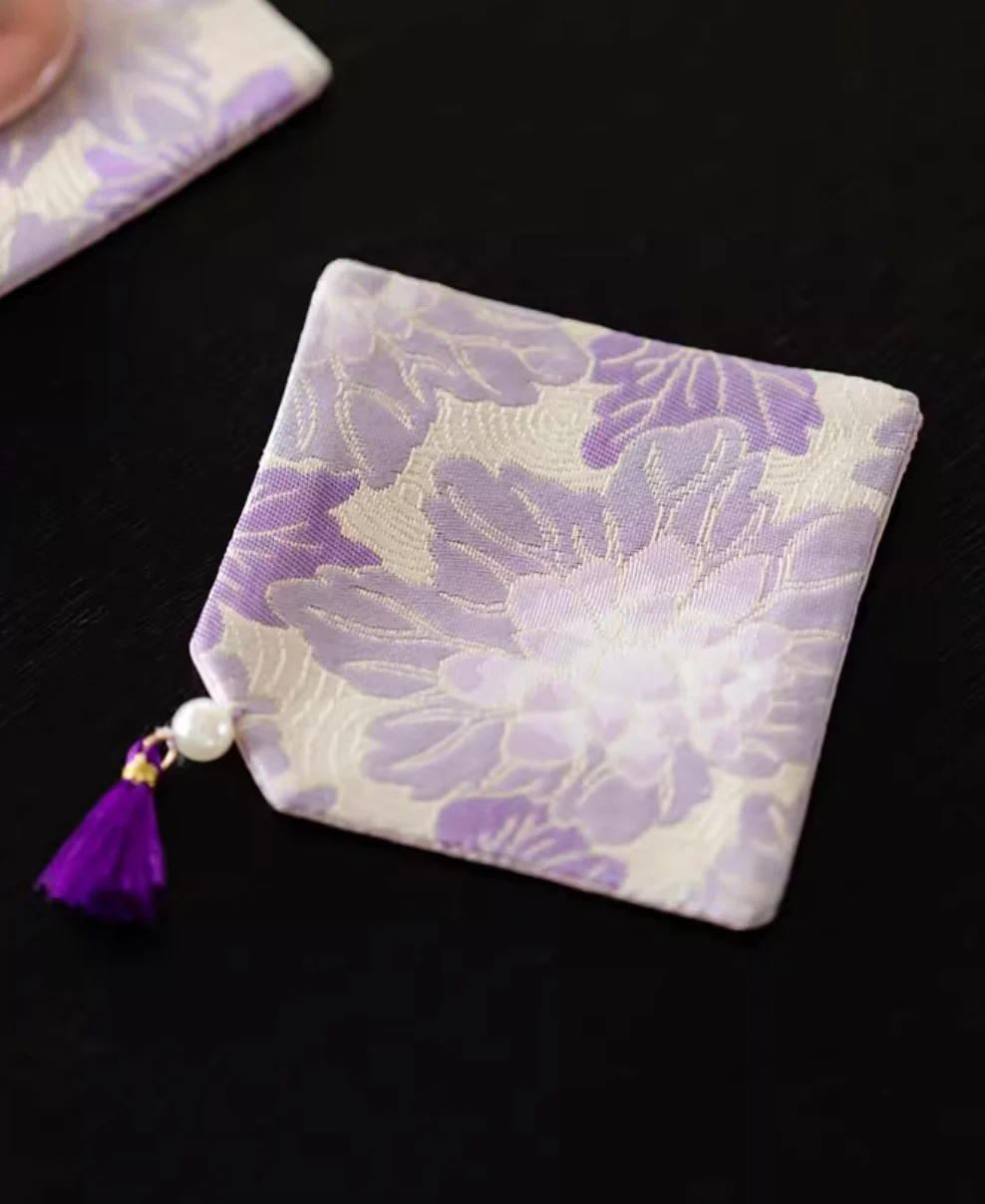 Purple Bloom Brocade Tea Mat Set - Image 6