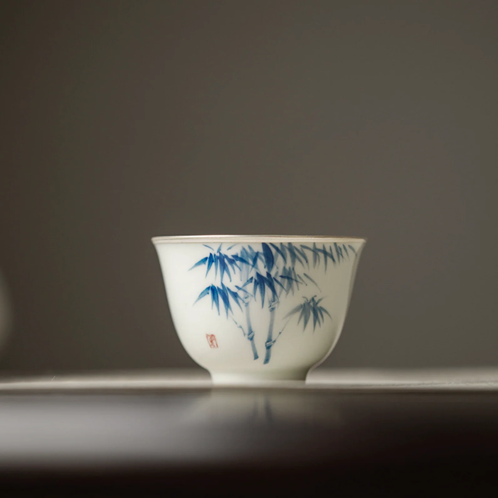 Qing Hua 3-Set Silver Lining Tea Cups - Image 5