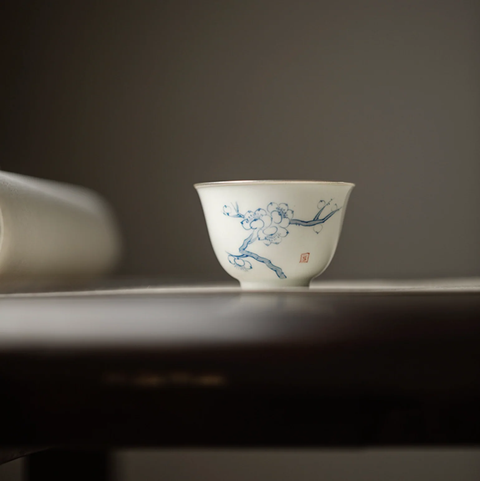 Qing Hua 3-Set Silver Lining Tea Cups - Image 9