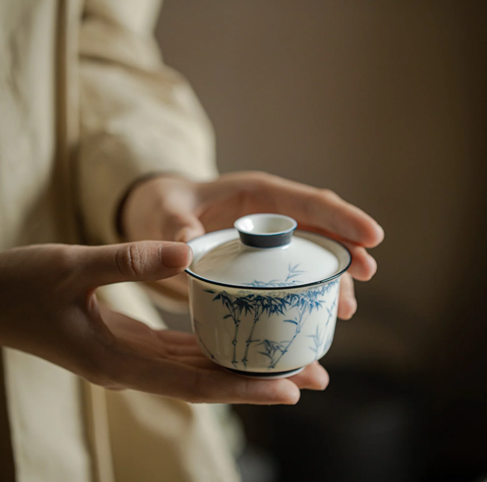 Qing Hua Bamboo Covered Bowl (盖碗) - Image 10