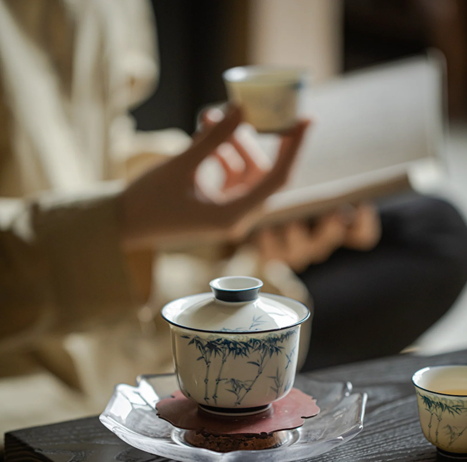 Qing Hua Bamboo Covered Bowl (盖碗) - Image 11