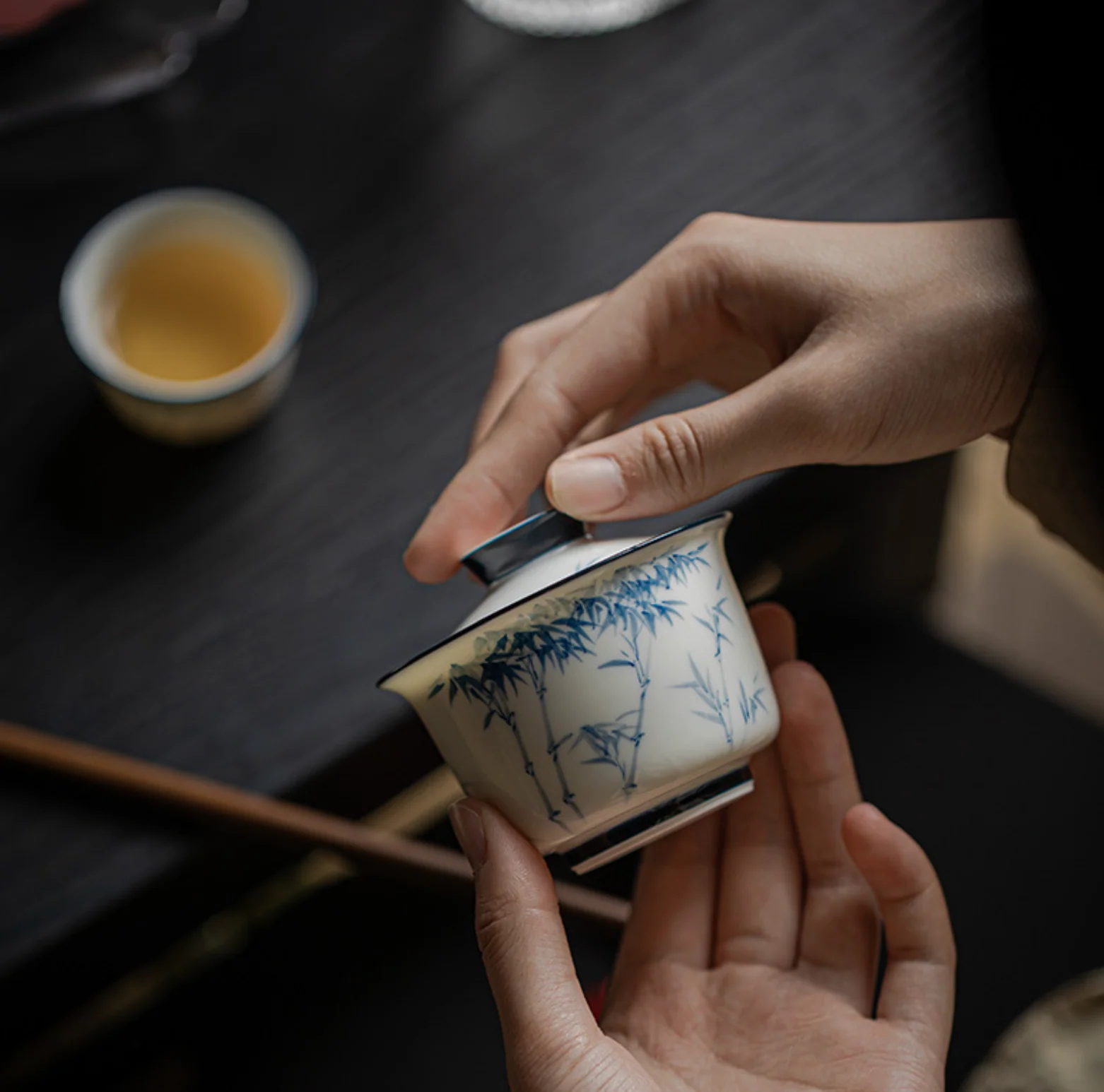 Qing Hua Bamboo Covered Bowl (盖碗) - Image 5
