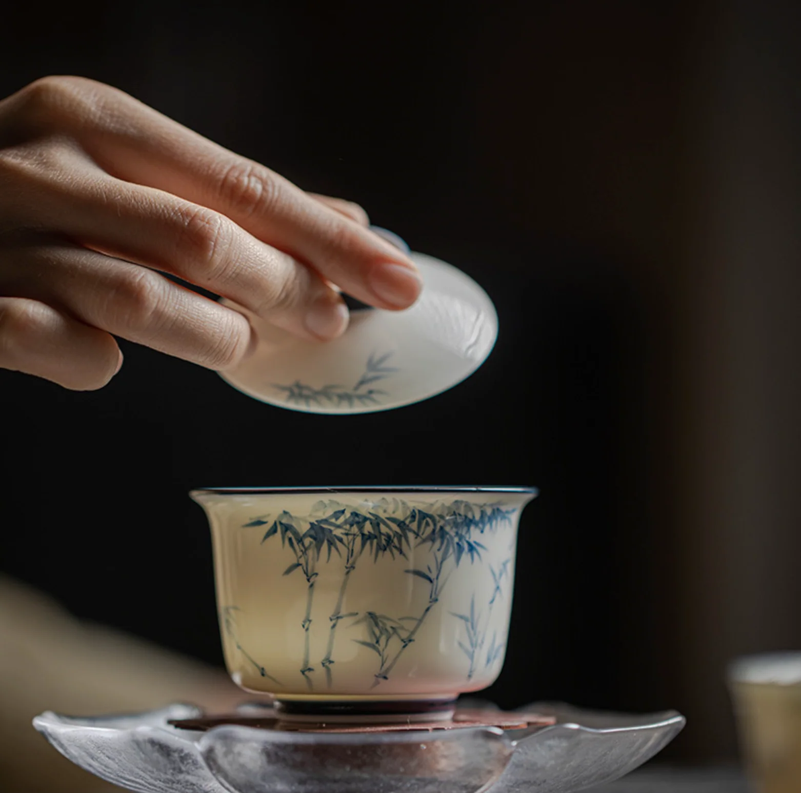 Qing Hua Bamboo Covered Bowl (盖碗) - Image 9